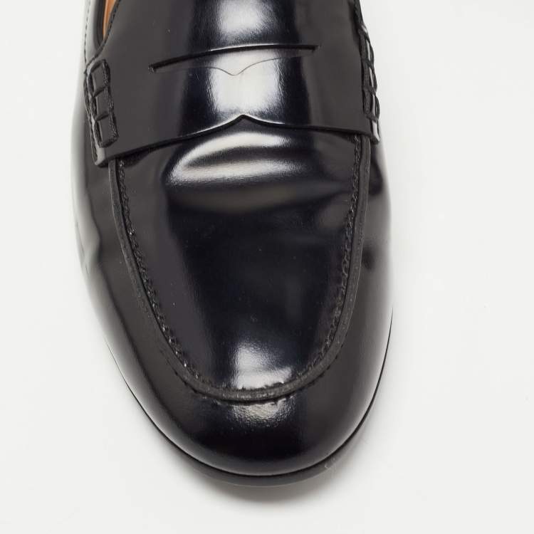 Pre Owned Tod's Black Leather Penny Loafers Size 38.5