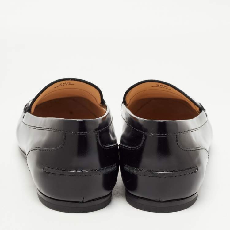 Pre Owned Tod's Black Leather Penny Loafers Size 38.5