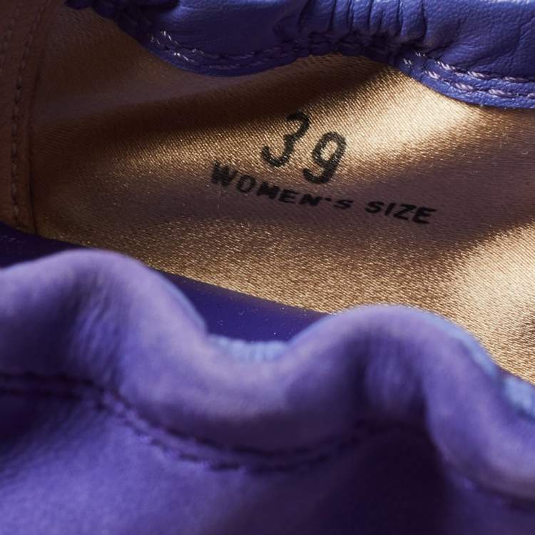 Pre Owned Tod's Purple Nubuck Leather Bow Scrunch Ballet Flats Size 39