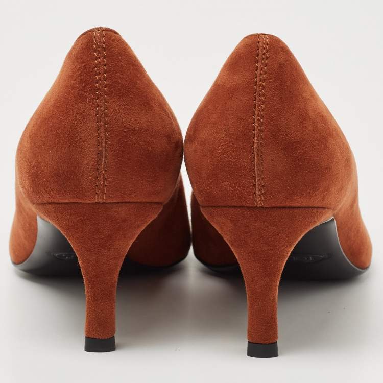 Pre Owned Tod's Brown/Black Suede and Patent Leather Pumps Size 40
