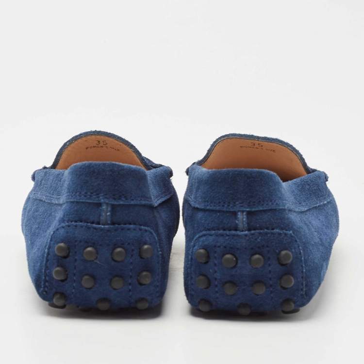 مملوكة مسبقًا Tod's Navy Blue Suede Penny Loafers Size 35