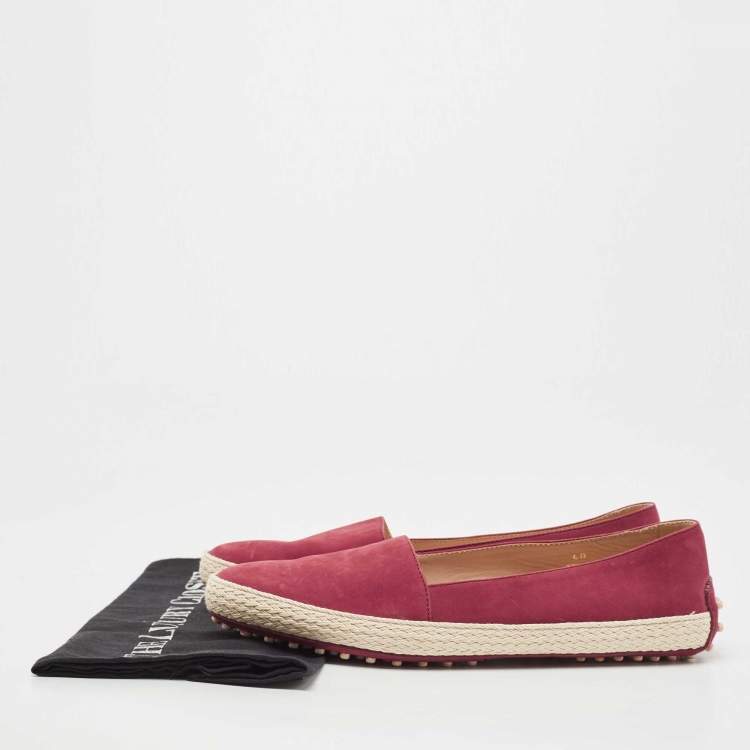 Pre Owned Tod's Red Suede Gommino Pantofola Espadrille Flats Size 40 