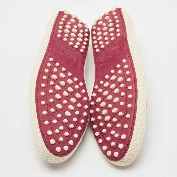 Pre Owned Tod's Red Suede Gommino Pantofola Espadrille Flats Size 40 