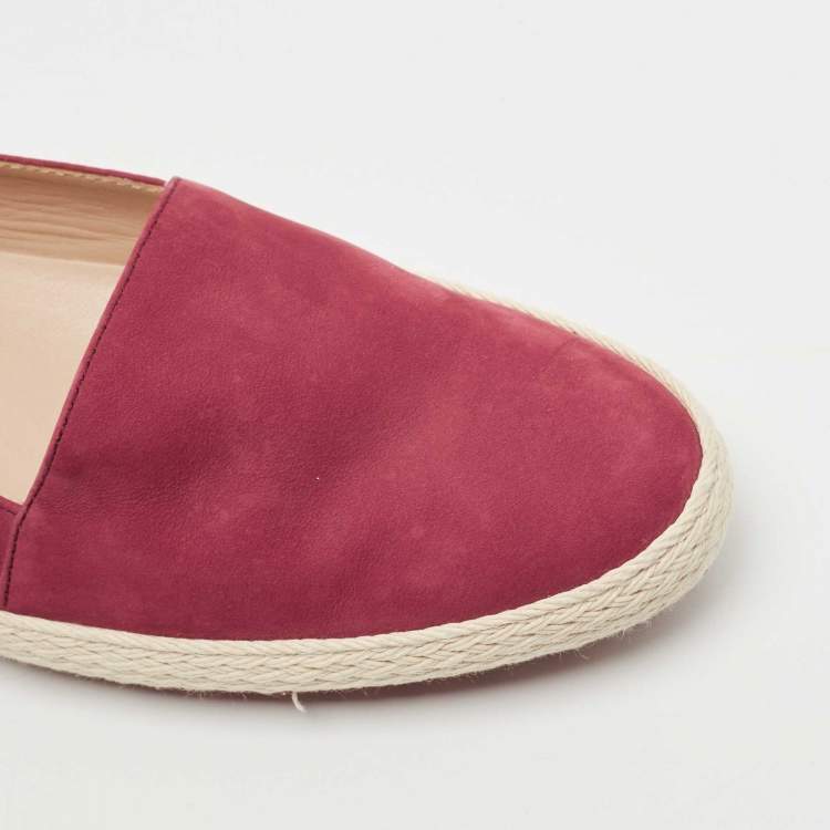 Pre Owned Tod's Red Suede Gommino Pantofola Espadrille Flats Size 40 