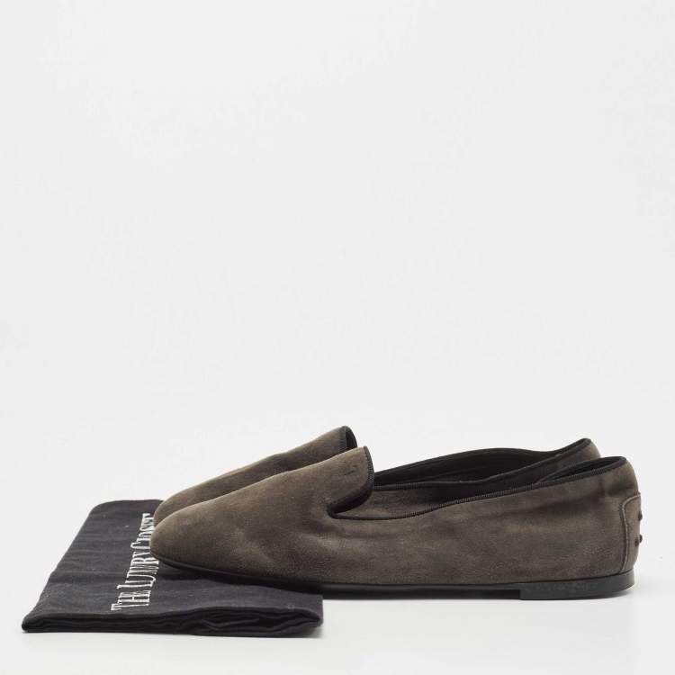 Pre Owned Tod's Grey Suede  Smoking Slippers Size 38