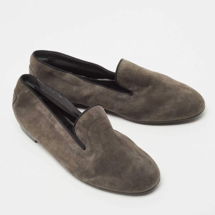 Pre Owned Tod's Grey Suede  Smoking Slippers Size 38