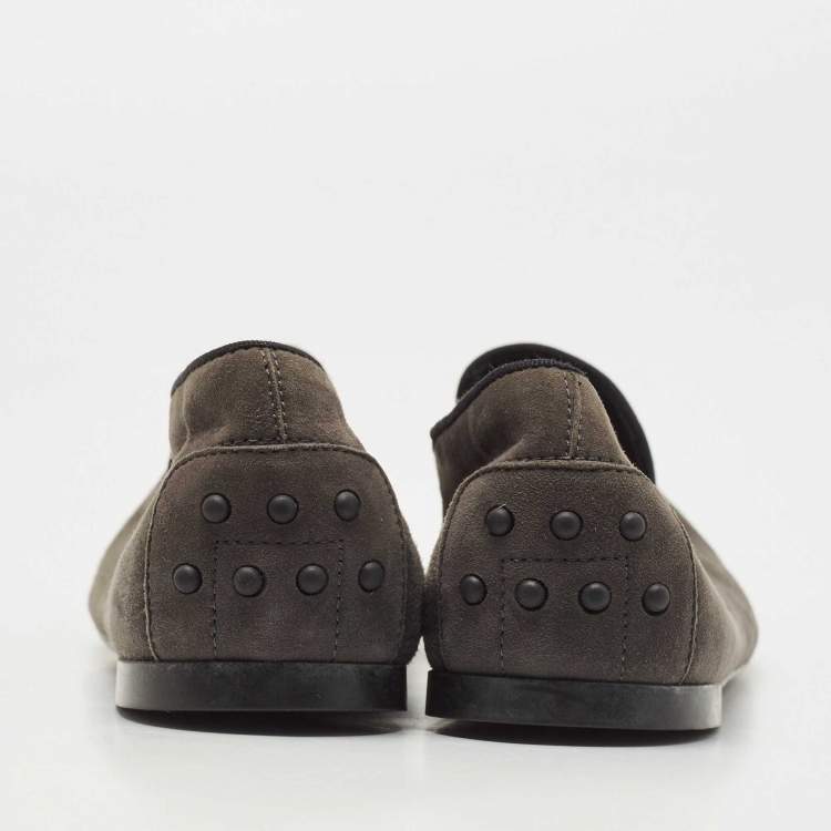 Pre Owned Tod's Grey Suede  Smoking Slippers Size 38