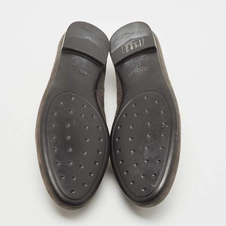 Pre Owned Tod's Grey Suede  Smoking Slippers Size 38
