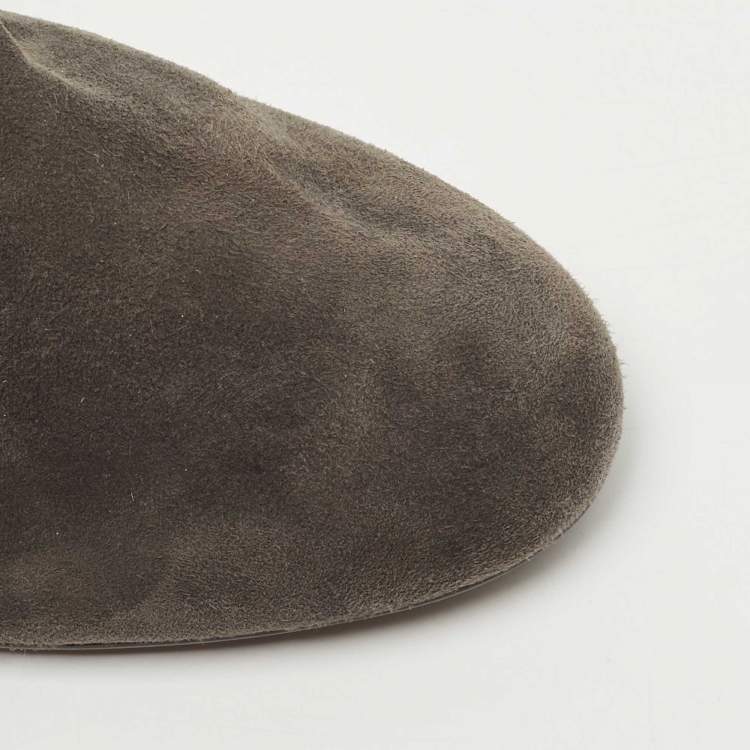 Pre Owned Tod's Grey Suede  Smoking Slippers Size 38