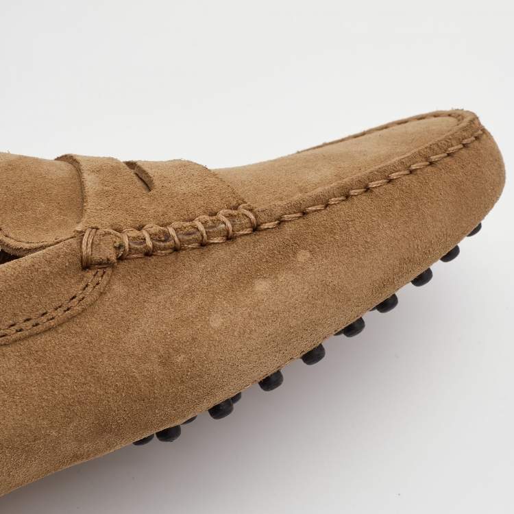 Pre Owned Tod's Beige Suede Penny Driving Loafers Size 39