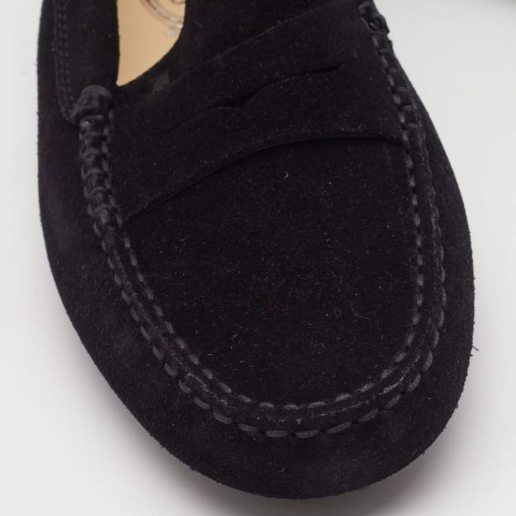 مملوكة مسبقًا Tod's Black Suede Penny Driving Loafers Size 39