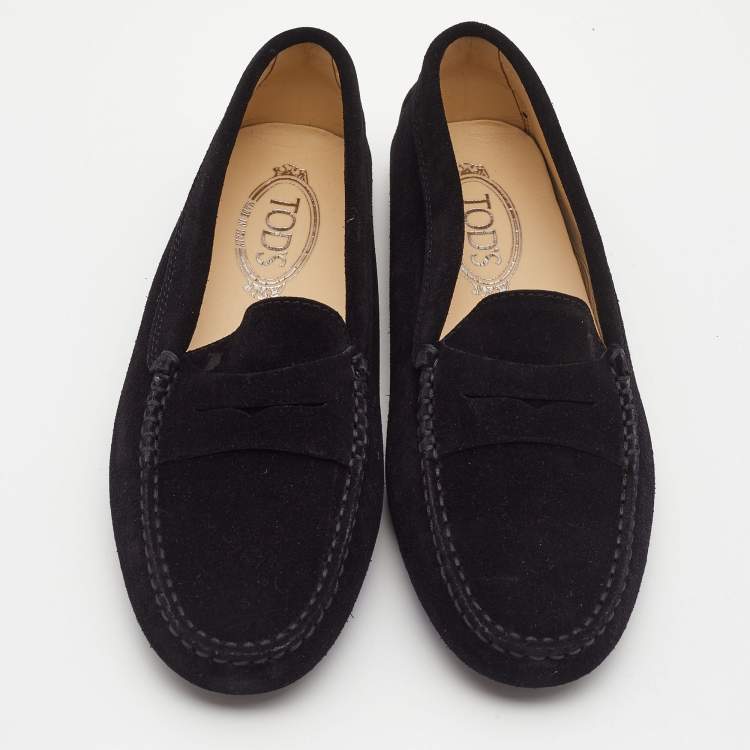 مملوكة مسبقًا Tod's Black Suede Penny Driving Loafers Size 39