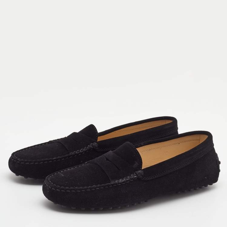 مملوكة مسبقًا Tod's Black Suede Penny Driving Loafers Size 39