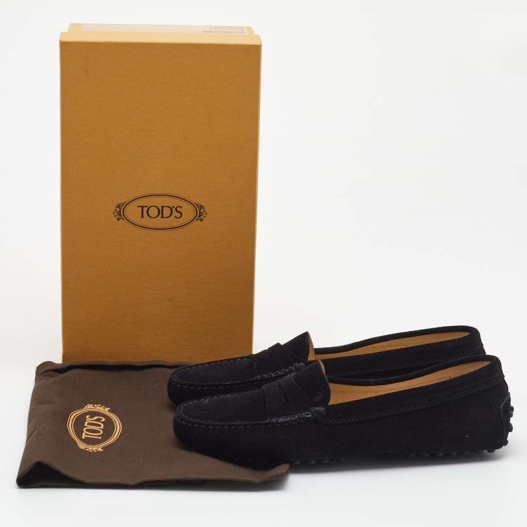 مملوكة مسبقًا Tod's Black Suede Penny Driving Loafers Size 39