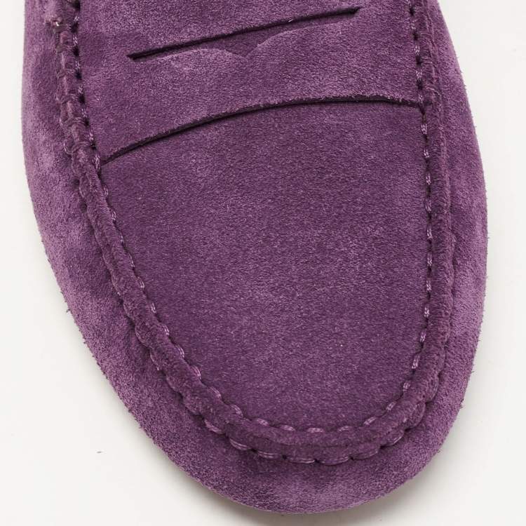 Pre Owned Tod's Purple Suede Gommino Slip on Loafers Size 39