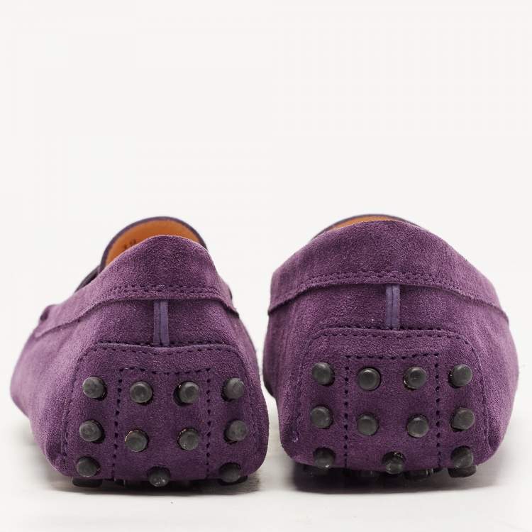 Pre Owned Tod's Purple Suede Gommino Slip on Loafers Size 39