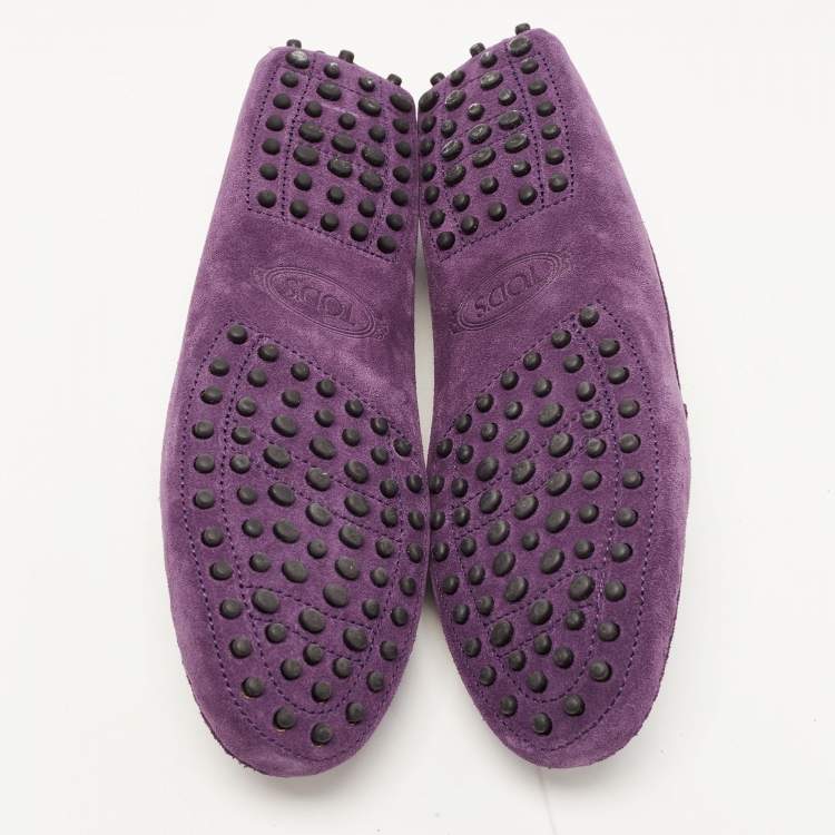 Pre Owned Tod's Purple Suede Gommino Slip on Loafers Size 39
