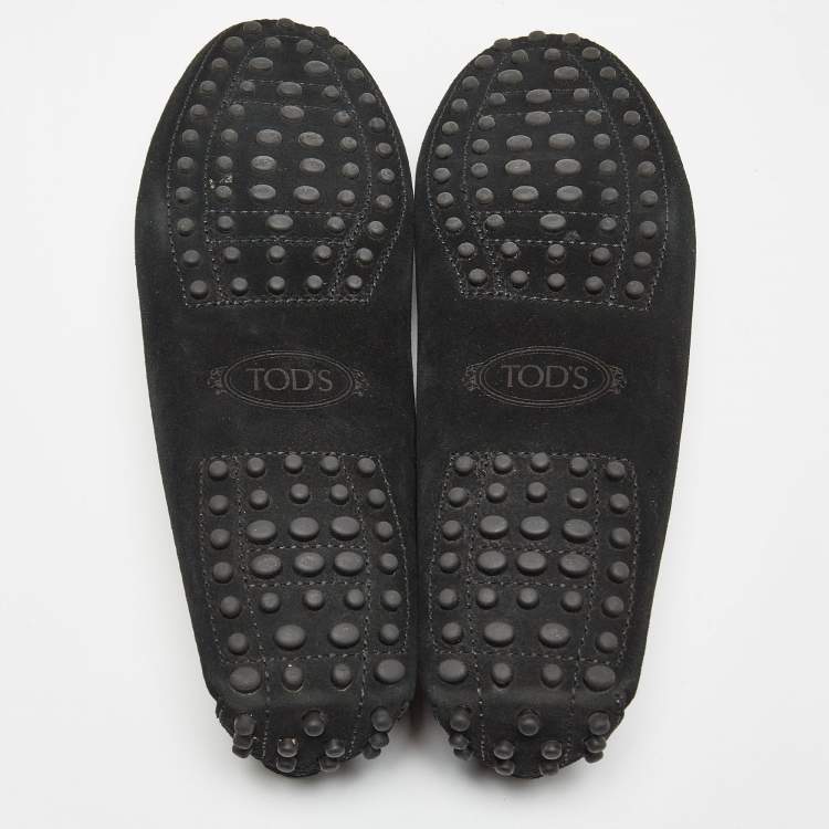مملوكة مسبقًا Tod's Black Suede Accent Bow Slip On Loafers Size 39