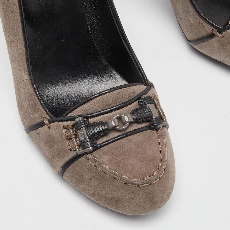Pre Owned Tod's Grey Suede Loafer Pumps Size 39.5