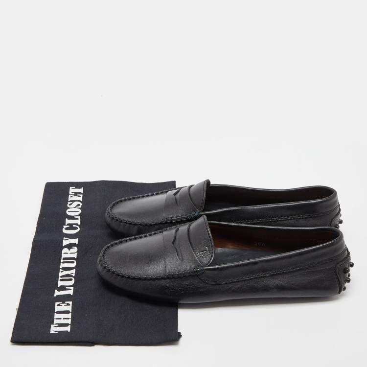 Pre Owned Tod's Black Leather Penny Loafers Size 38.5