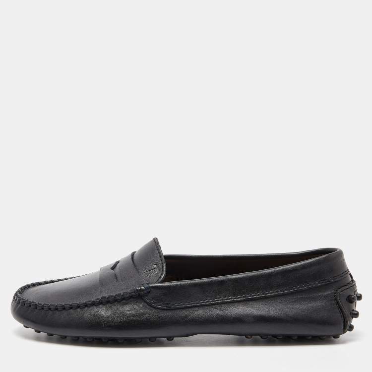 Pre Owned Tod's Black Leather Penny Loafers Size 38.5