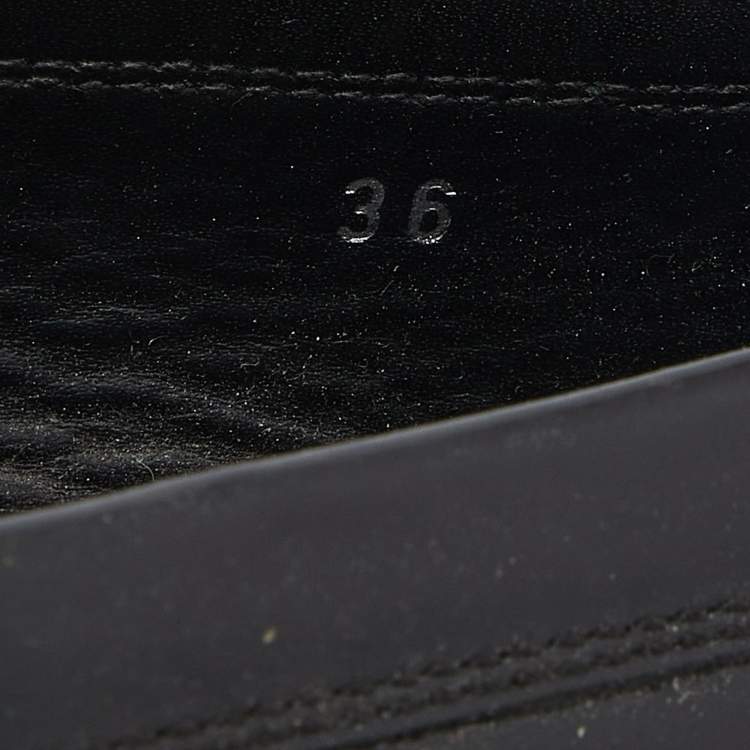 Pre Owned Tod's Black Patent Leather And Calf  Hair Gommino Penny Loafers Size 36