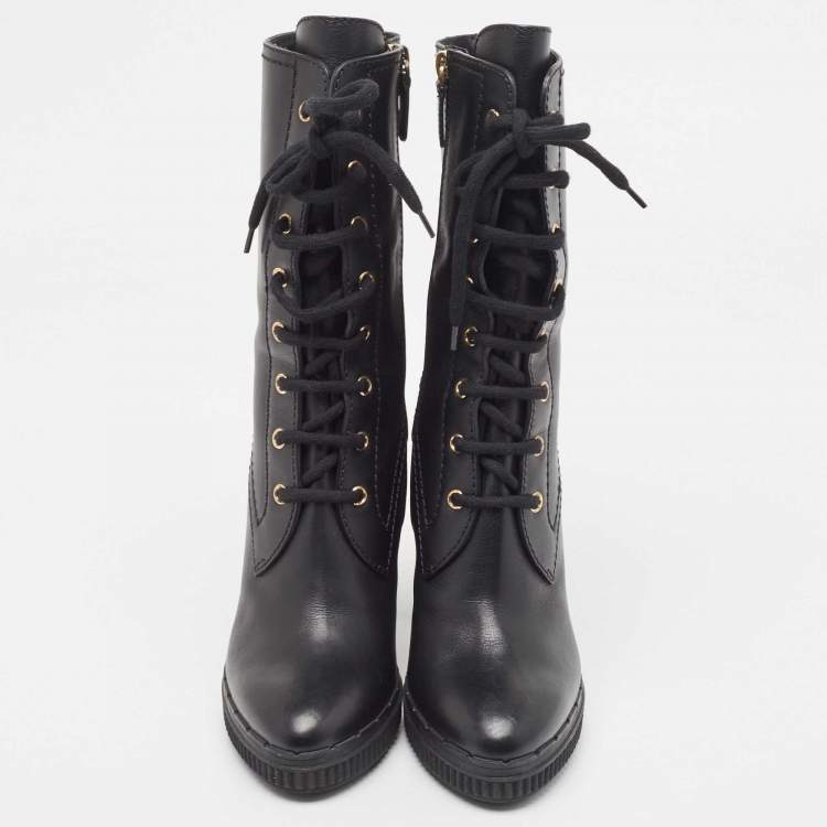 Pre Owned Tod's Black Leather Midcalf Boots Size 37