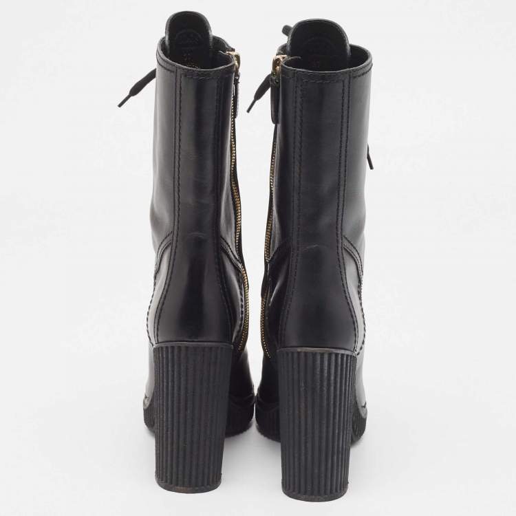Pre Owned Tod's Black Leather Midcalf Boots Size 37