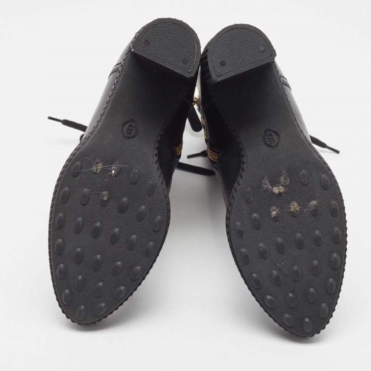 Pre Owned Tod's Black Leather Midcalf Boots Size 37