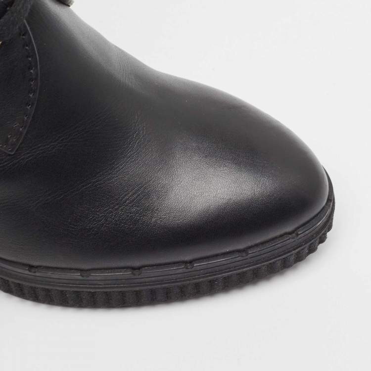 Pre Owned Tod's Black Leather Midcalf Boots Size 37
