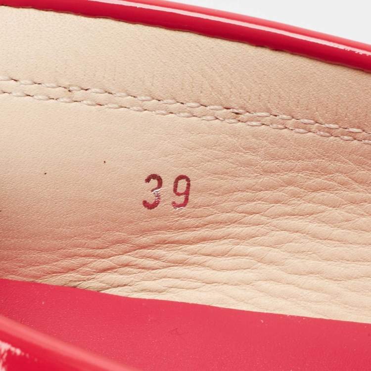 Pre Owned Tod's Red Patent Leather and Suede Gommino Loafers Size 39
