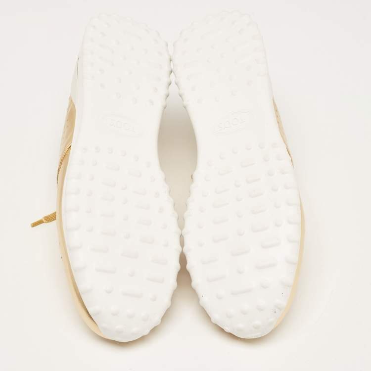 Pre Owned Tod's Metallic Leather Drilled Low Top Sneakers Size 39.5