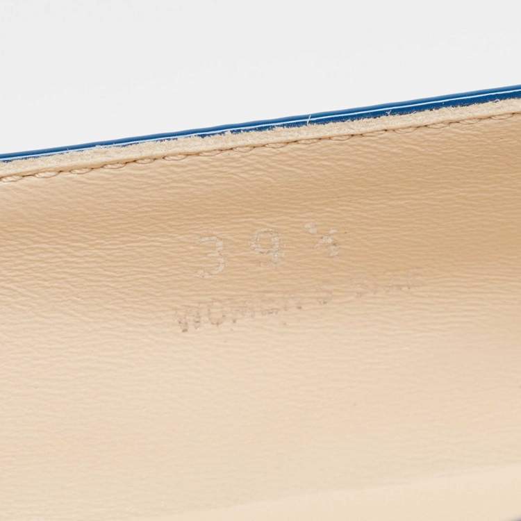 Pre Owned Tod's Blue Patent Leather Ballet Flats Size 39.5