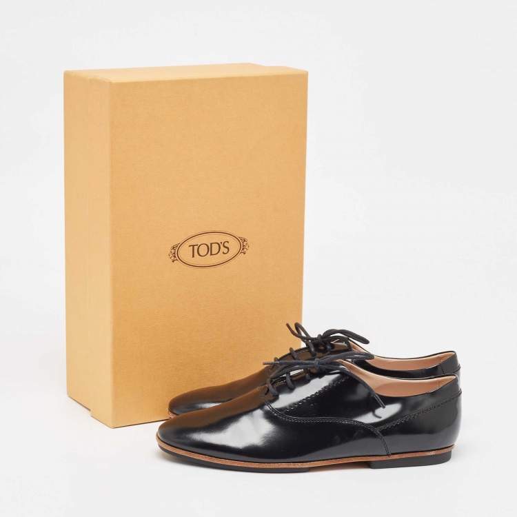 Pre Owned Tod's Black Leather Oxfords Size 37