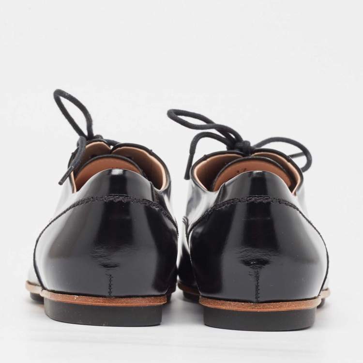 Pre Owned Tod's Black Leather Oxfords Size 37