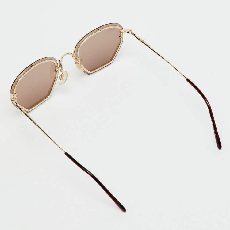 Pre Owned Tod's Gold Tone/Brown TO134 Rimless Sunglasses