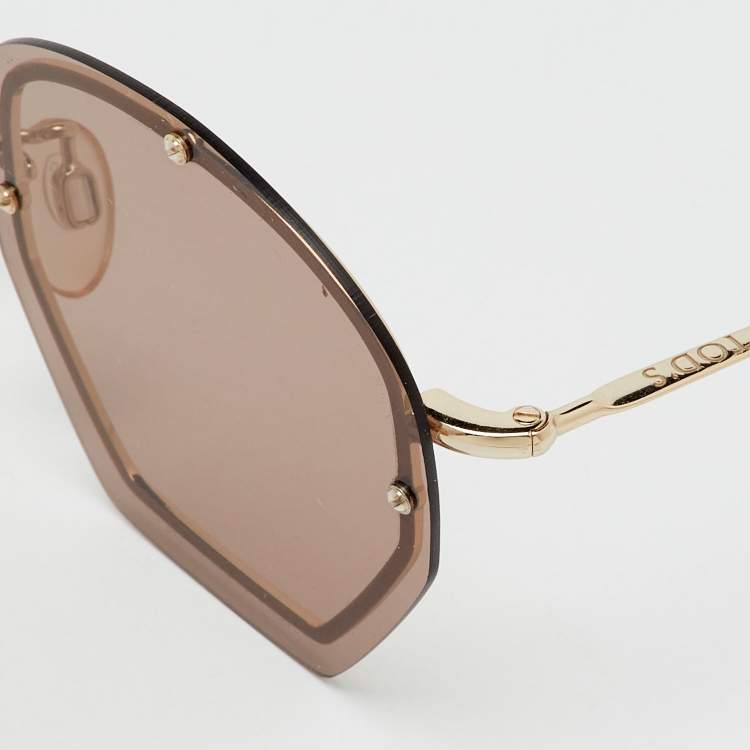 Pre Owned Tod's Gold Tone/Brown TO134 Rimless Sunglasses