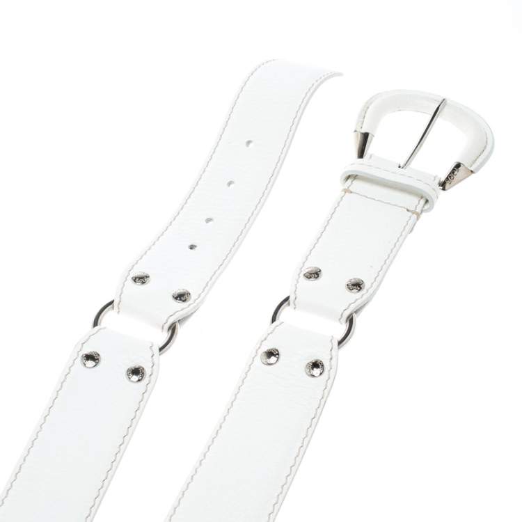 Pre Owned Tod's White Leather Belt 95 CM