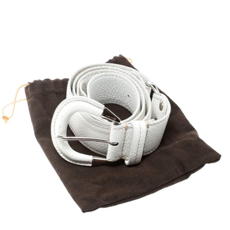 Pre Owned Tod's White Leather Belt 95 CM