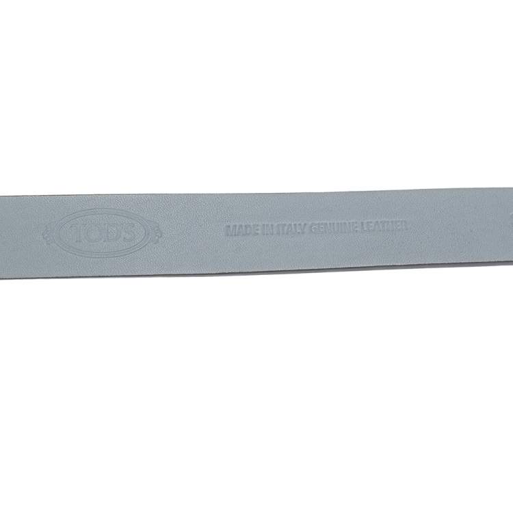 Pre Owned Tod's Ash Blue Leather Buckle Belt 85CM