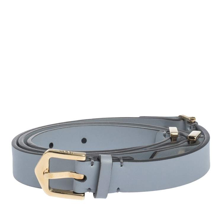 Pre Owned Tod's Ash Blue Leather Buckle Belt 85CM