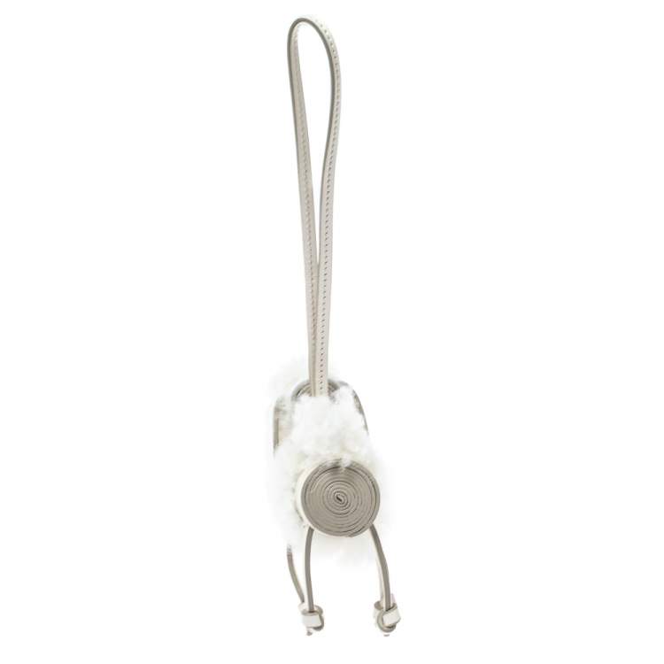 Pre Owned Tod's White Leather and Wool Sheep Bag Charm