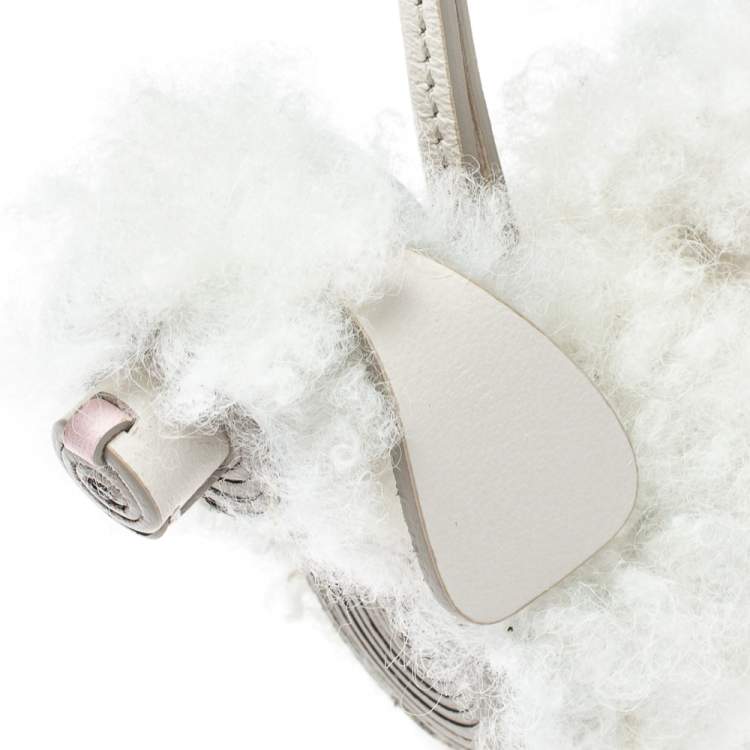 Pre Owned Tod's White Leather and Wool Sheep Bag Charm