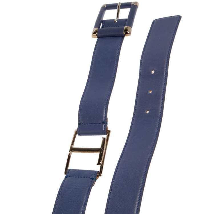 Pre Owned Tod's Purple Leather Buckle Belt 80 CM