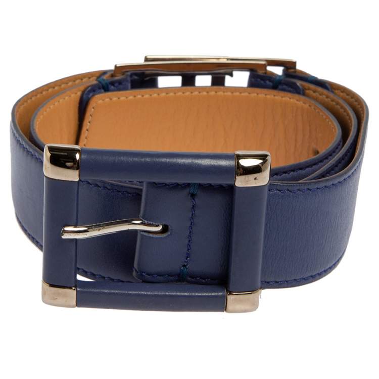 Pre Owned Tod's Purple Leather Buckle Belt 80 CM