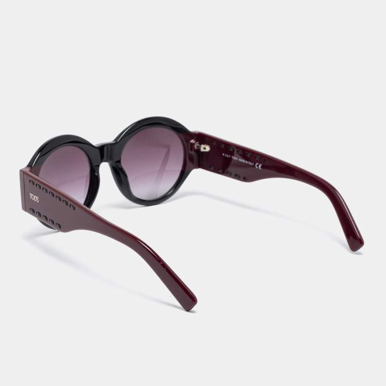 Pre Owned Tod's Burgundy / Purple Gradient TO 212 Round Oversized Sunglasses