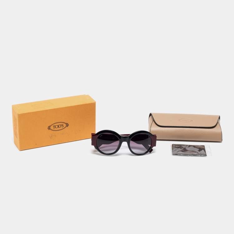 Pre Owned Tod's Burgundy / Purple Gradient TO 212 Round Oversized Sunglasses