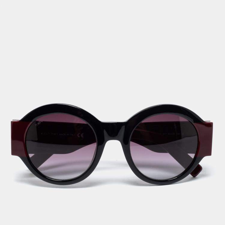 Pre Owned Tod's Burgundy / Purple Gradient TO 212 Round Oversized Sunglasses