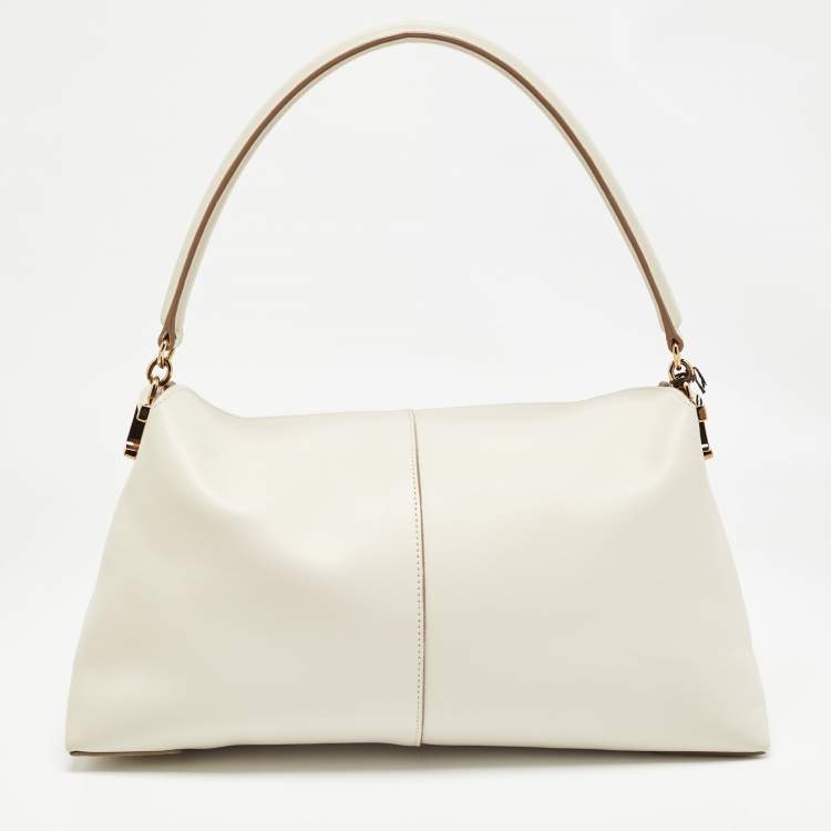 Pre Owned Tod's Off White Leather Small T Case Shoulder Bag