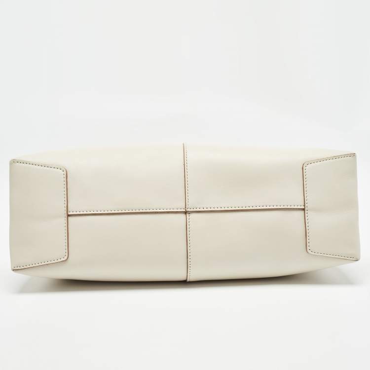 Pre Owned Tod's Off White Leather Small T Case Shoulder Bag